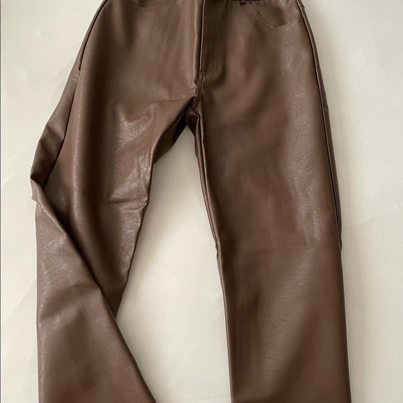 shoptigercherry mocha leather pants, straight leg - Picture 1 of 1